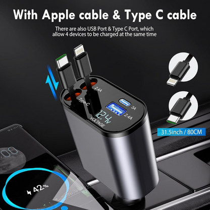 The Ultimate 4-in-1 Retractable Car Charger
