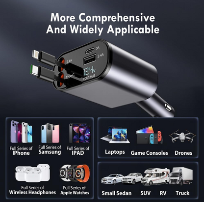 The Ultimate 4-in-1 Retractable Car Charger