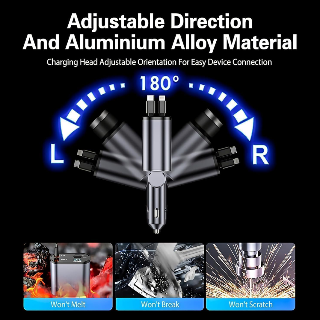 The Ultimate 4-in-1 Retractable Car Charger